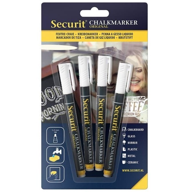 

Sarila Spidol Lukis Securit Chalkmarker Chalk Pen Original White Set 4