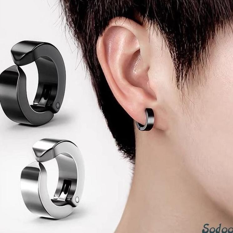 1Pcs Anting Magnet/Anting bulat Tanpa Lubang Telinga Palsu Bahan Anting Titanium Steel Untuk Pria/Wa