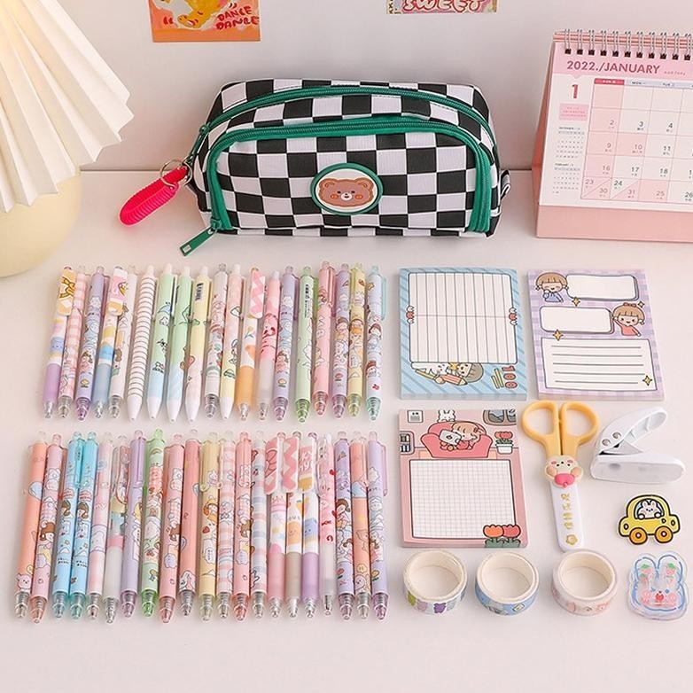 

Tempat Pensil Motif Kotak Pensil Kartun Beruang Sleting Korea Aesthetic Lucu Import / Pencil Case/Premium/Plaid / Zipper/ Kompartmen/ Imut/Kotak/ Cute