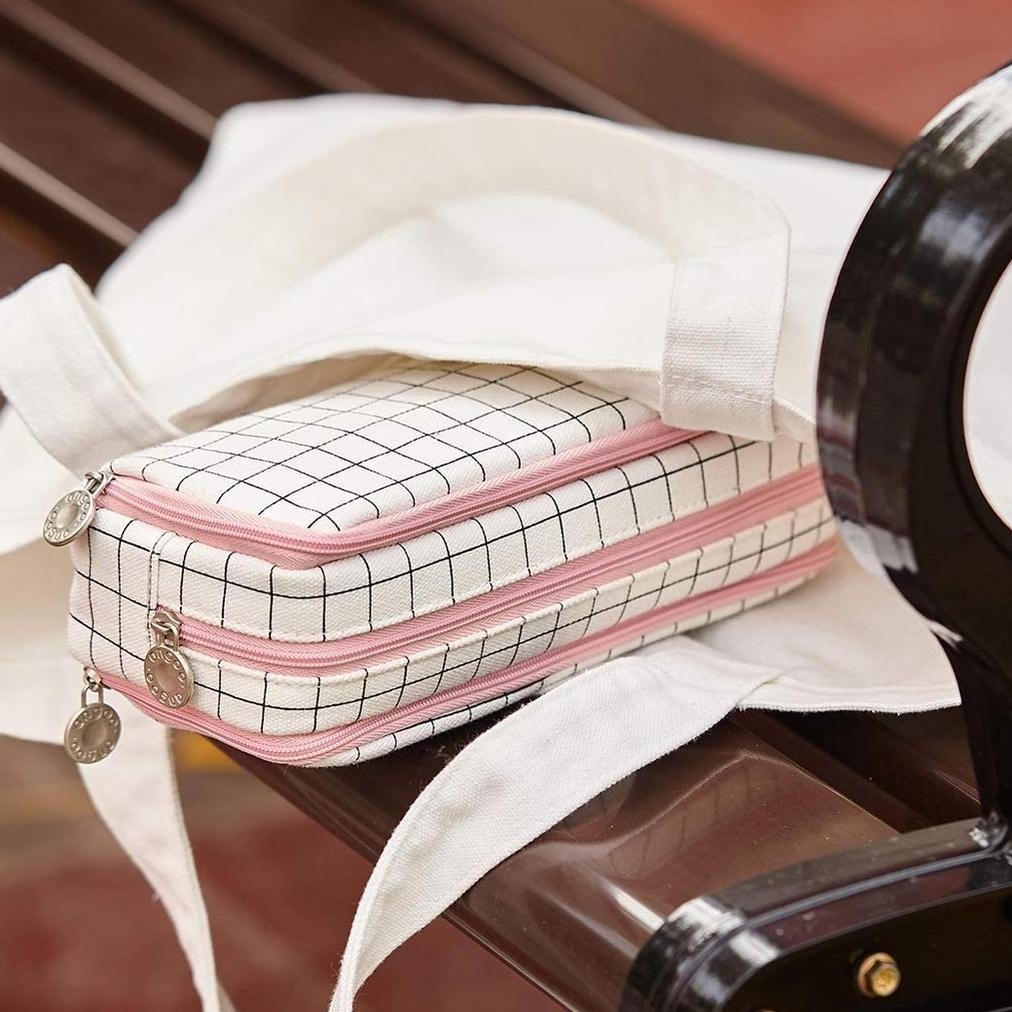 

Angoo Kawaii Large Capacity Pencil Case 3 Compartment Pouch Pen Bag Double Side Opening Student Stationery Organizer School Supplies