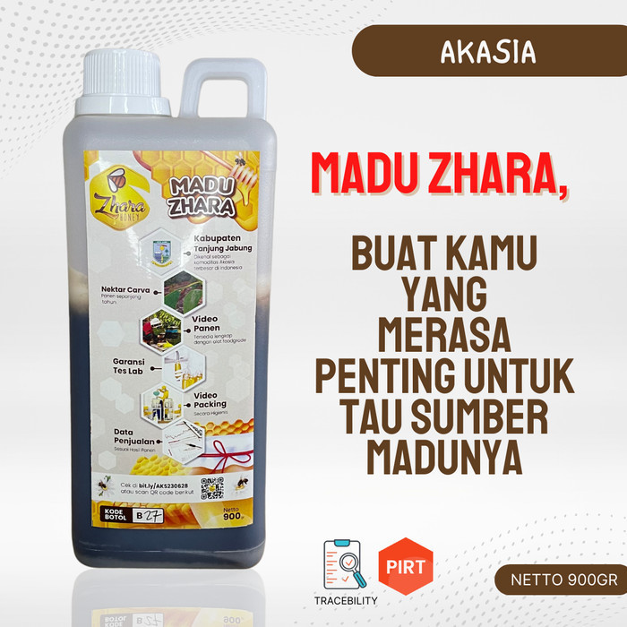 

Madu Akasia 900gr Zhara Honey - Madu Asli Murni Raw Pure Honey