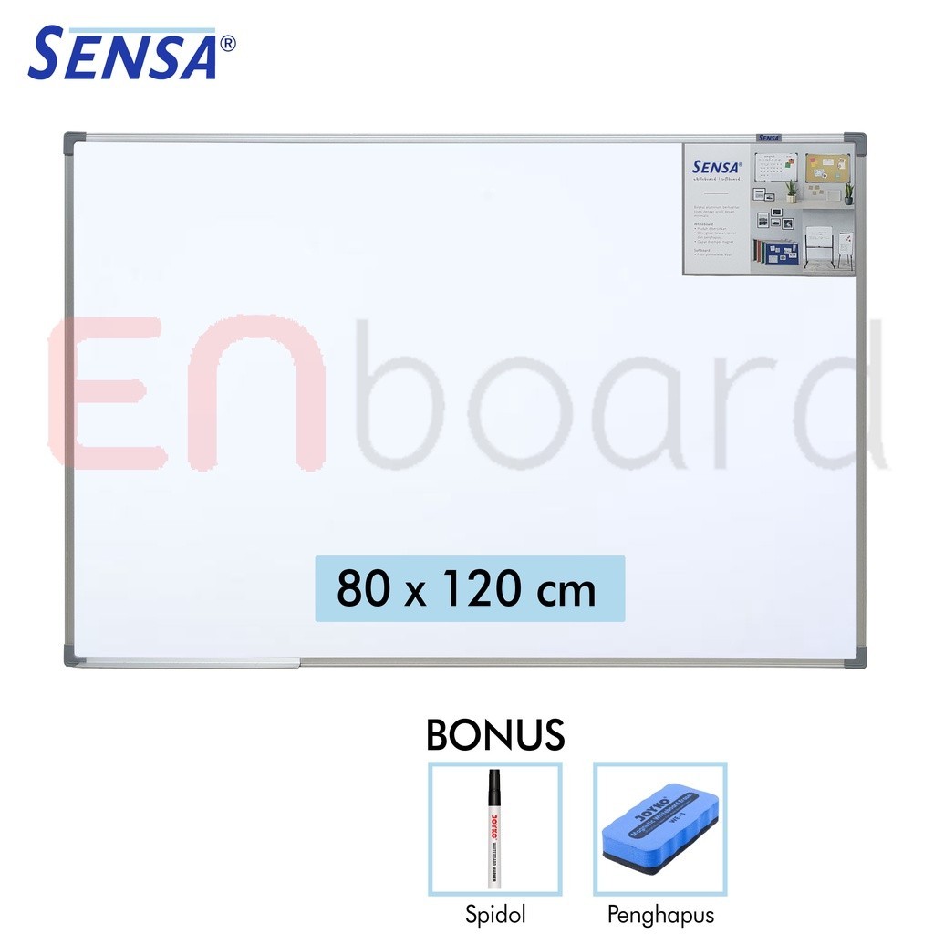

Papan Tulis Whiteboard / White Board Gantung Single Face Sensa 80 x 120 cm