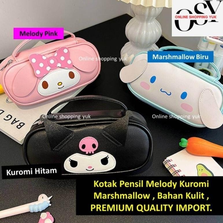 

fb-43 TEMPAT PENSIL SANRIO , KOTAK PENSIL KUROMI , TAS KOSMETIK , POUCH , MOTIF KUROMI / CINNAMOROLL / MY MELODY , IMPORT PREMIUM. ONLINE SHOPPING YUK. KAPASITAS BESAR. BAHAN KULIT , KUAT & SANGAT CANTIK EXCLUSIVE. Premium