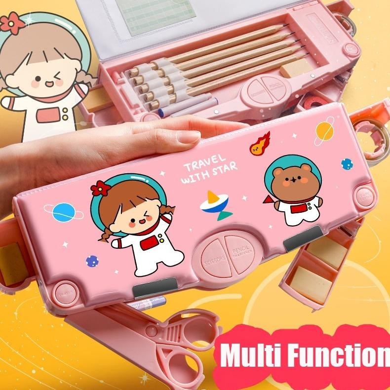 

Ox04 Kotak Pensil Plastik Besar Pelajar Kartun Kawaii Kotak Pensil Multifungsi Hadiah Anak-anak Kotak Pena Kotak Alat Tulis Perlengkapan Sekolah Murah