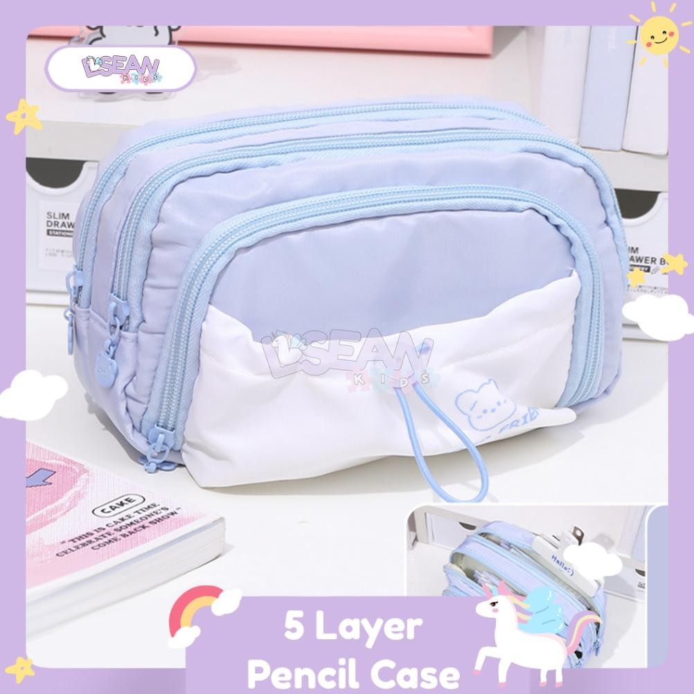 

ukd-23 Pencil Case Serut Multi Layer Pouch Organizer Makeup Stationery Tempat Pensil Aesthetic Kapasitas Besar Hemat