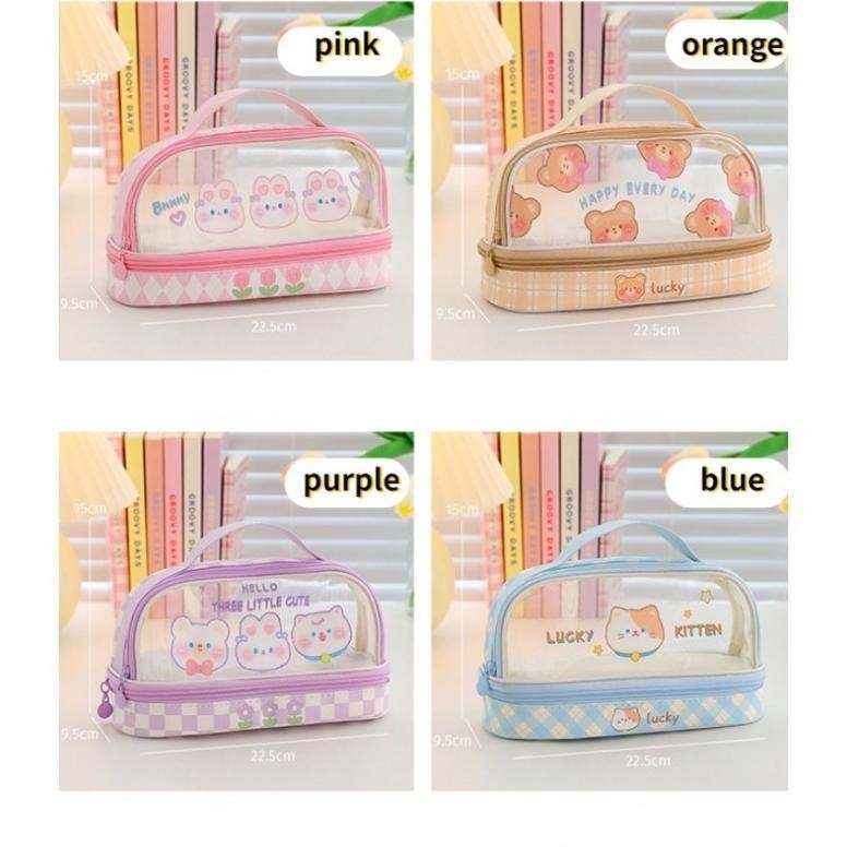 

Tempat Pensil Besar,Transparan PVC Pencil Case, Tas Pensil Murid Lucu,Kotak Pensil Anak Esthetis /Kartun Baru Kapasitas Pen Bag Storage Bag