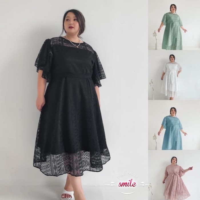 JUMBO DRESS PESTA WANITA SHELENA BROKAT MALAIKA LD 140
