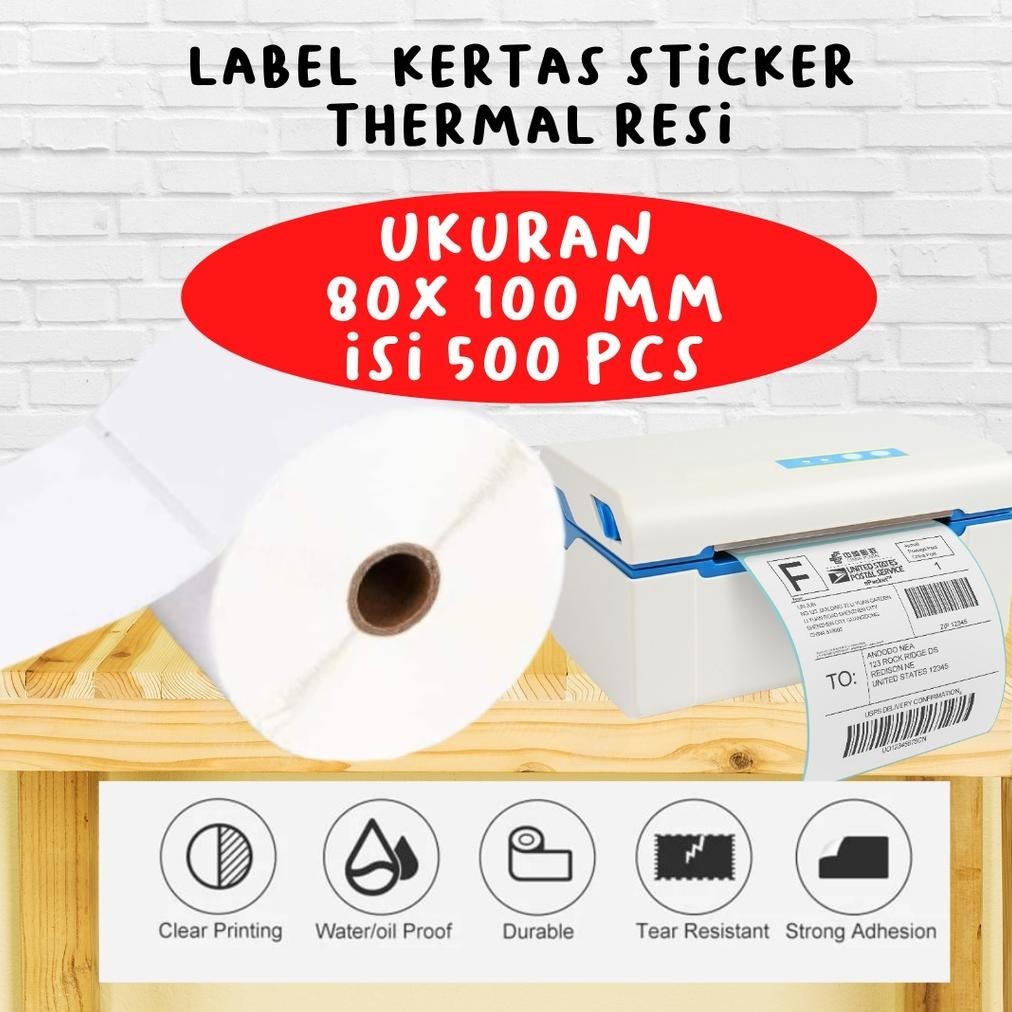 

hj-45 Kertas Label Barcode 80x100mm - Stiker Label Thermal 80mm - 500 PCS Premium