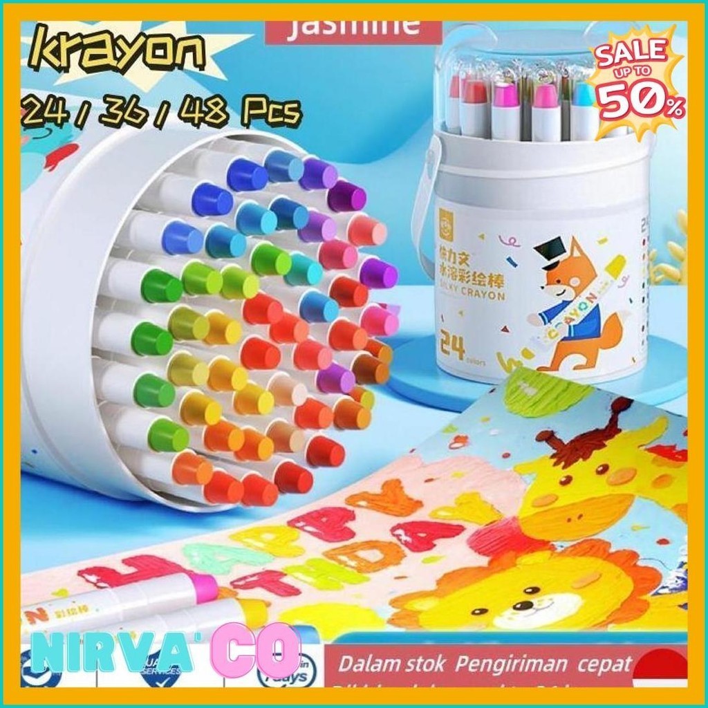 

Free BrushCrayon Putar Washable 36/48 Color Crayon For Kids Tidak Beracun Yang Dapat Dicuci Seni Gambar Pastel Minyak Crayon Tidak Kotor Ditangan Washable Non Toxic Krayon Anak-Anak (Cod)
