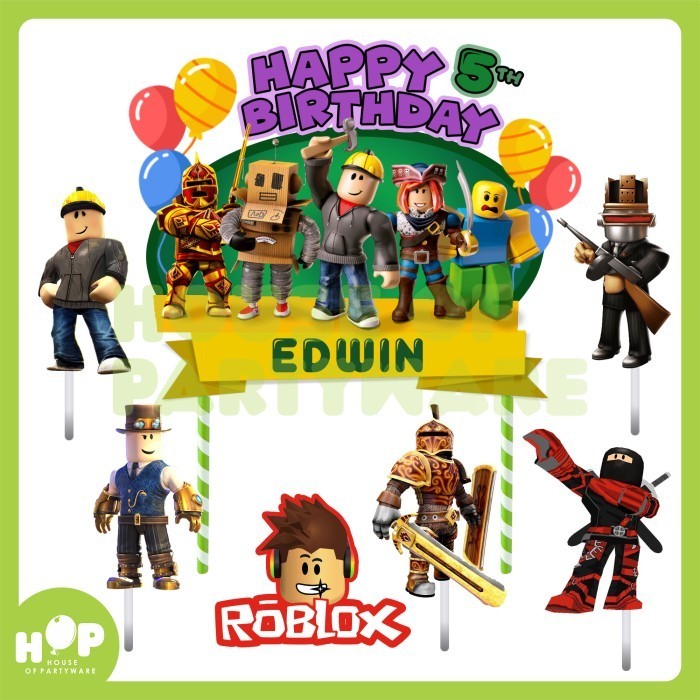 Cake Topper ROBLOX + Custom Nama / Hiasan Kue Ulang Tahun