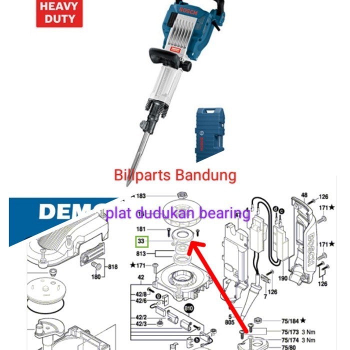 ~@~@~@~@] plate plat dudukan bearing GSH 16-30 tahanan Gsh16 Bosch jack hammer