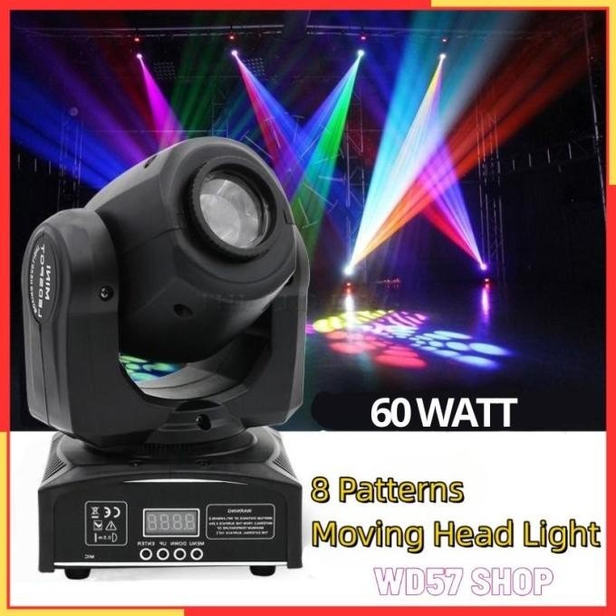 Lampu Sorot Tembak Panggung Disco Led Moving Head Putar Light Dmx 60W