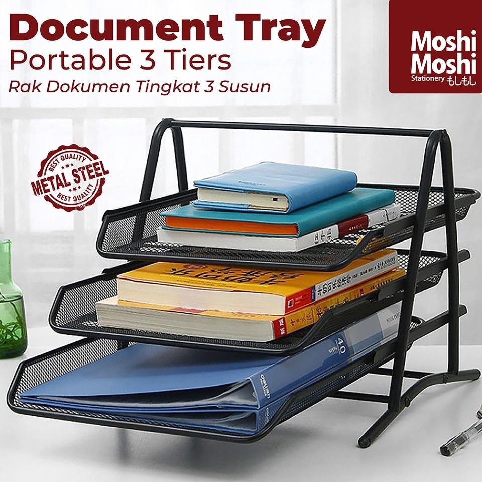 

Document Tray Desk Storage Foldable 3 Tiers Rak Kertas File Dokumen 3 Susun Jaring Besi