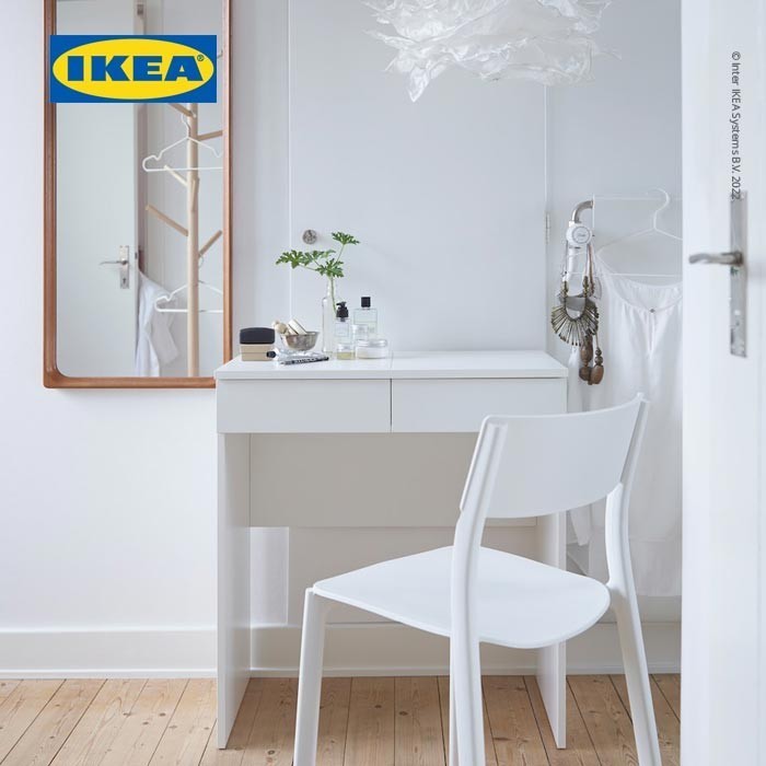 Ikea Brimnes Meja Rias Putih Dengan Cermin 70X42 Cm