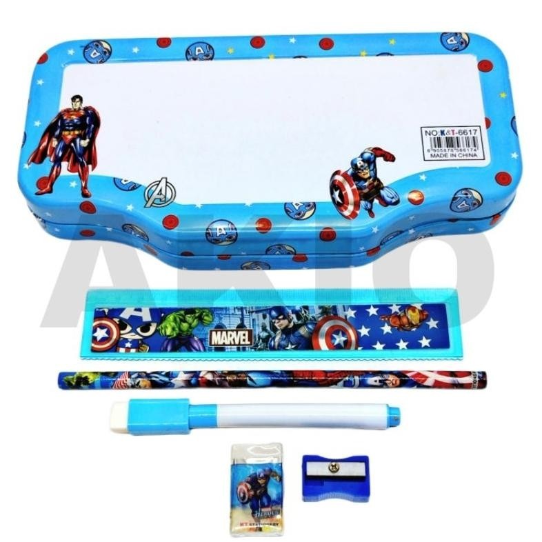 

fx-76 Tempat Pensil Anak Set Alat Tulis BESAR 2 Susun Karakter SUPERHERO AVENGERS CAPTAIN AMERIKA SUPERMAN Kaleng Besi Murah KT6617 Hemat