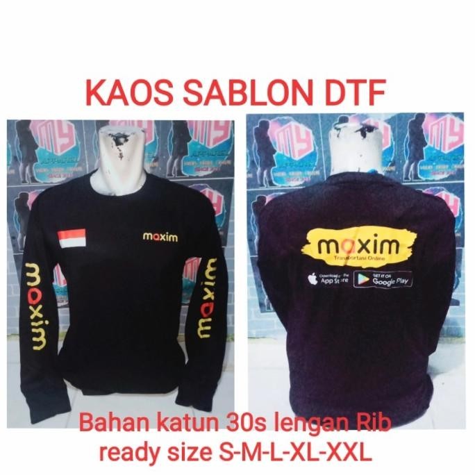 Kaos sablon lengan panjang Rib ojek online maxim