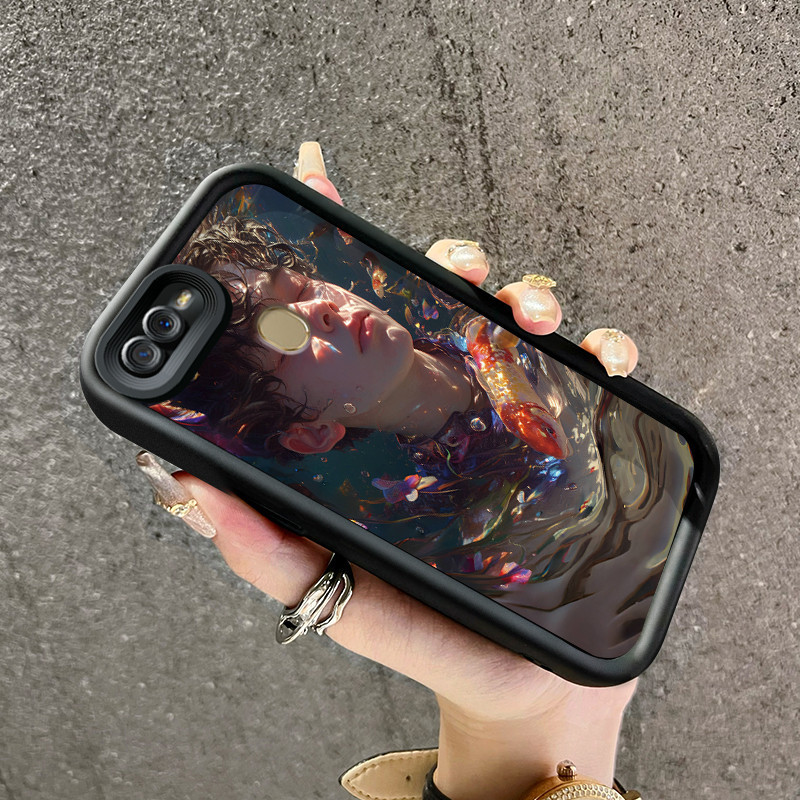 Casing Hp OPPO A7 A5s A12 A12S A11k A5 A3s A12E Realme C1 Case Casing ponsel perempuan Peach Blossom