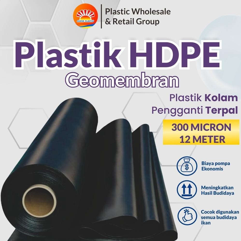 GEOMEMBRAN HDPE TEBAL 300 MICRON LEBAR 12 METER