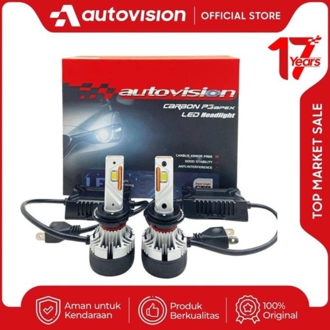 Led Autovision Carbon P3 Apex Lampu Utama Foglamp Mobil Universal  Ready