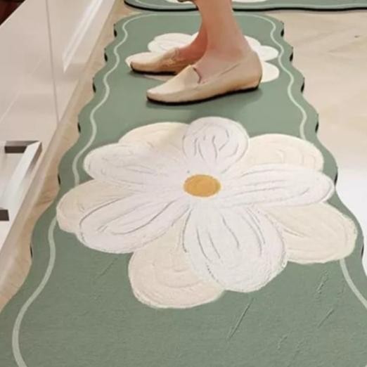 Keset Dapur Motif Bunga Set Kitchen Mat Panjang Anti Slip Yerap Air