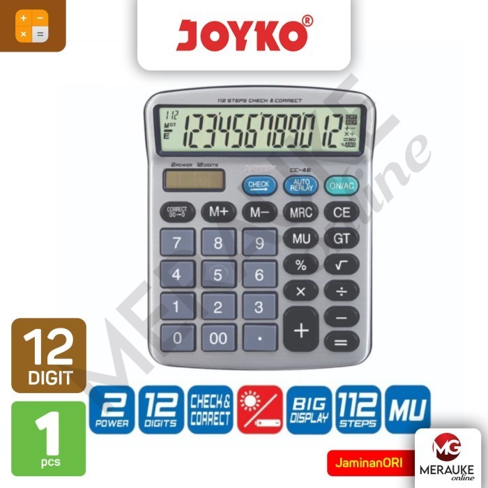

Ready JOYKO Kalkulator / Calculator 12 Digits CC-46 Check & Correct
