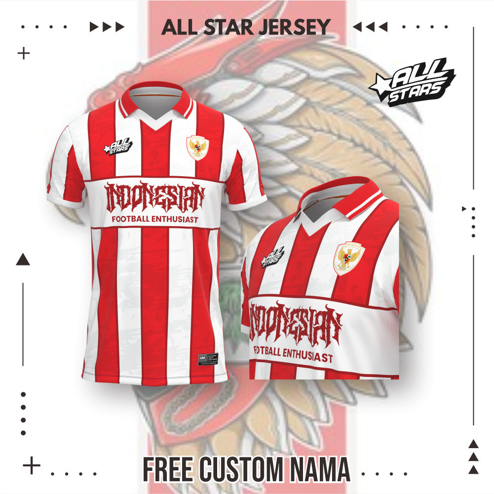 JERSEY FANTASI TIMNAS INDONESIA 2024 MERAH PUTIH | JERSEY TIMNAS RETRO | KAOS TIMNAS | JERSEY FUTSAL