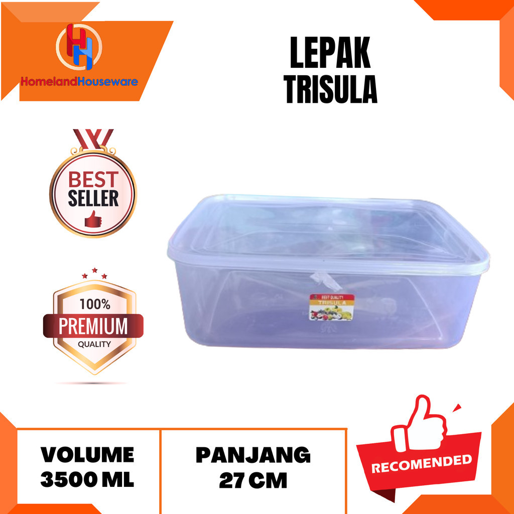 SIAP KIRIM-READY MADIUN/LEPAK TRISULA/LEPAK MAKANAN TRISULA 3500 ML/KOTAK MAKANAN + TUTUP PLASTIK TR