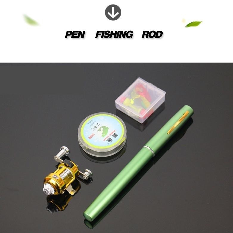 gf-5 Ruparuma Mini Fishing Rod Pena Satu set Joran Pen mini Pancing Pulpen Pancingan Portable Rod Pe