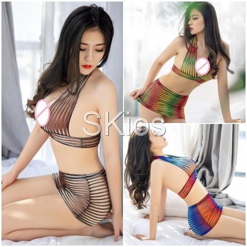 TERJAMIN Sexy Lingerie Transparan Mini Skirt Rok Mini Baju Tidur Wanita Set