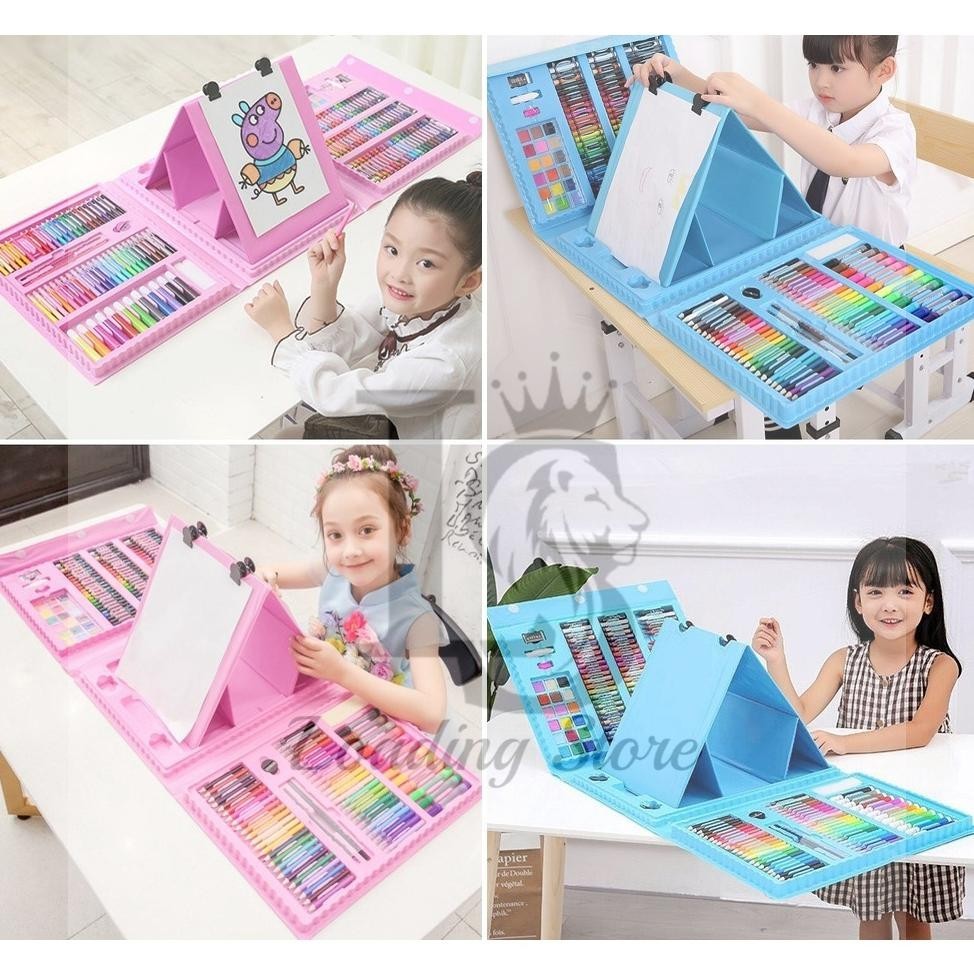 

nl-8 LS - Crayon Anak Pengasah 208pcs Set Alat Menggambar Melukis Anak-anak Crayon Cat Air Original