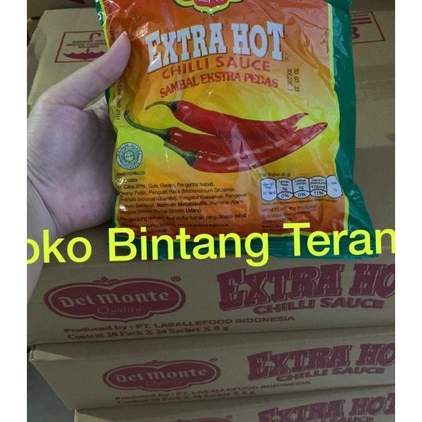 

Delmonte Saos Sambal Extra Hot Sachet Sti 1 Dus Isi 20 Pak X 24 Stik