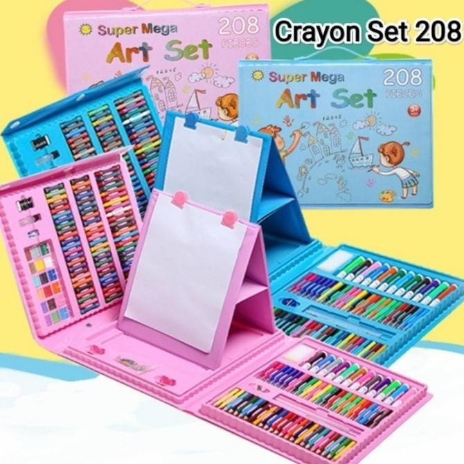 

vb-8 Super Mega Art Set Alat Gambar Tulis Anak Crayon Pensil Warna 208 Pcs Original