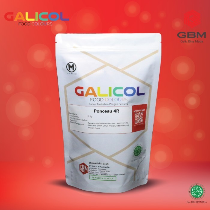 

Terlaris Pewarna Makanan Ponceau 4R Merk Galicol CI 16255 - Packaging 1Kg SALE