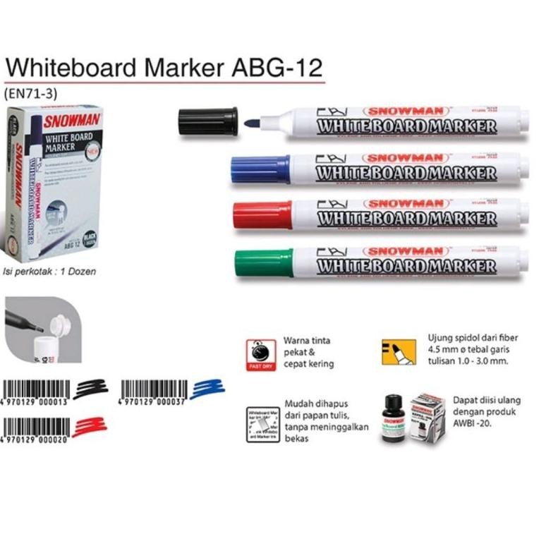 

gd-90 Spidol snowman whiteboard ABG-12 ( 1pak/12pcs ) Viral