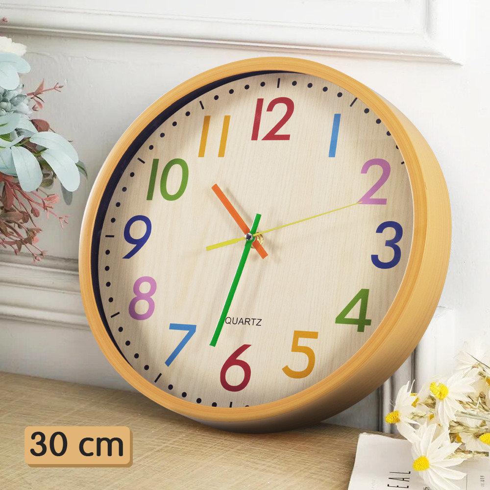 Wooklok Jam Dinding Nordic Vintage Colorful Number 30cm - WK601/ Jam Dinding Minimalis / Jam Dinding