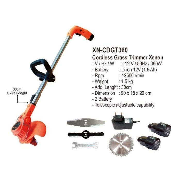 Mesin Potong Rumput Baterai Xenon - Brush Cutter Cordless 2 Baterai  Ready