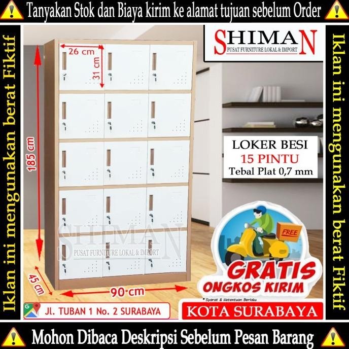 

TERBARU - Lemari Loker Besi 15 Pintu AC LS315