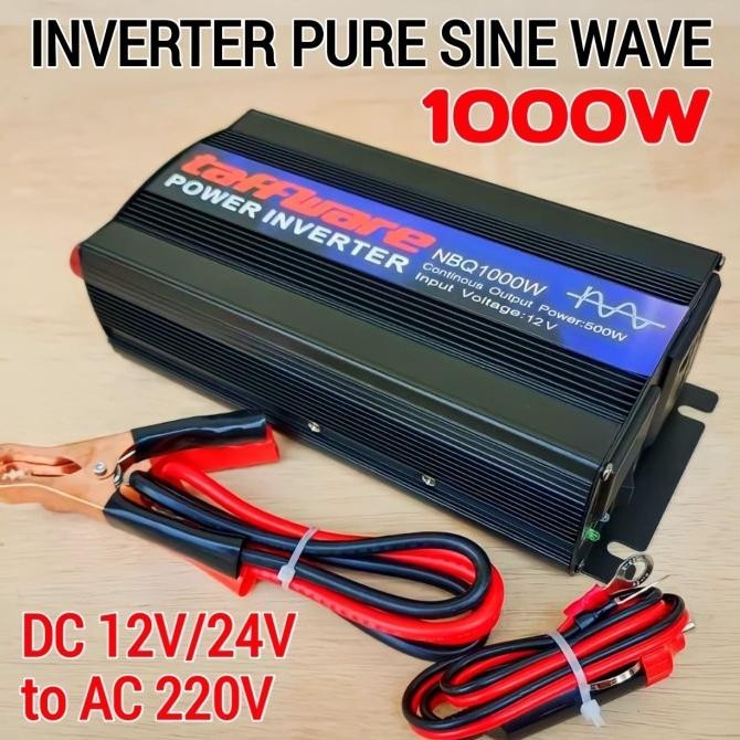 Power Inverter 1000 Watt Pure Sine Wave Dc 12V Ke Ac 220V Taffware Psw