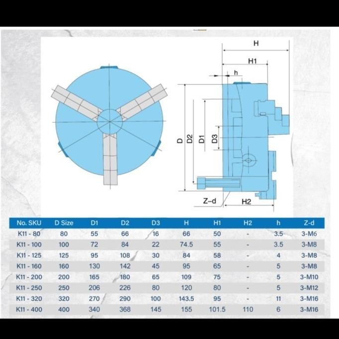 [ Ek ] Chuck Bubut 8" 3 Jaw / Claw Bubut 3 Jaw / Catok Kepala Bubut 8 Inch  Ready