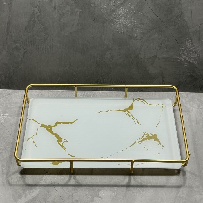 Zen Marble Tray Kaca Persegi / Pajangan Nampan Estetik
