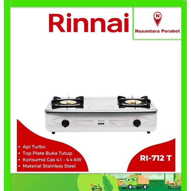 RINNAI RI-712 T KOMPOR GAS 2 TUNGKU API TURBO