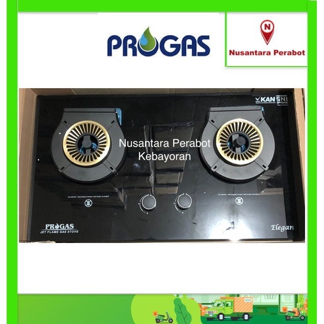 PROGAS ELEGAN KOMPOR TANAM KACA 2 TUNGKU (TUNGKU KACA BISA DIANGKAT)