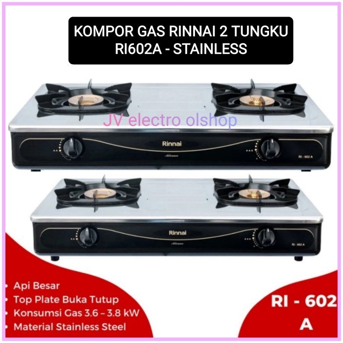 KOMPOR RINNAI RI602A / KOMPOR GAS RINNAI 2 TUNGKU RI 602A - STAINLESS