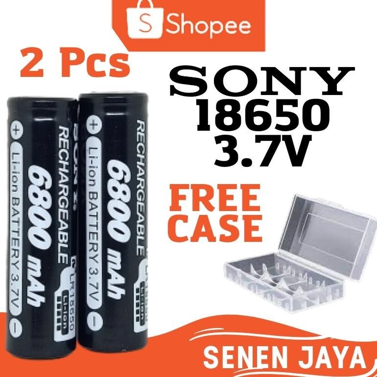 Cod Ekonomis 2 Pcs Baterai 18650 3.7V Sony 6800 Flat Top Batre Sony 18650 3.7 Volt 6800 Mah Original
