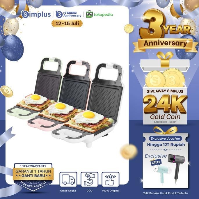Simplus Sandwich Maker Low Watt Pemanggang Roti Toaster