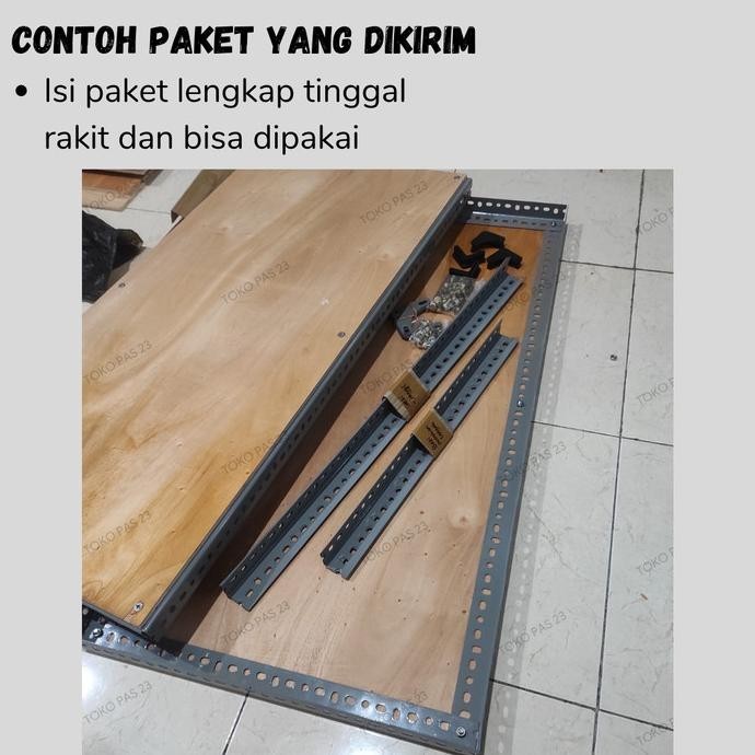 DIY Rak Serbaguna Ukuran P 50cm L 30cm T 50cm 2 Susun Besi Siku Lubang ES77