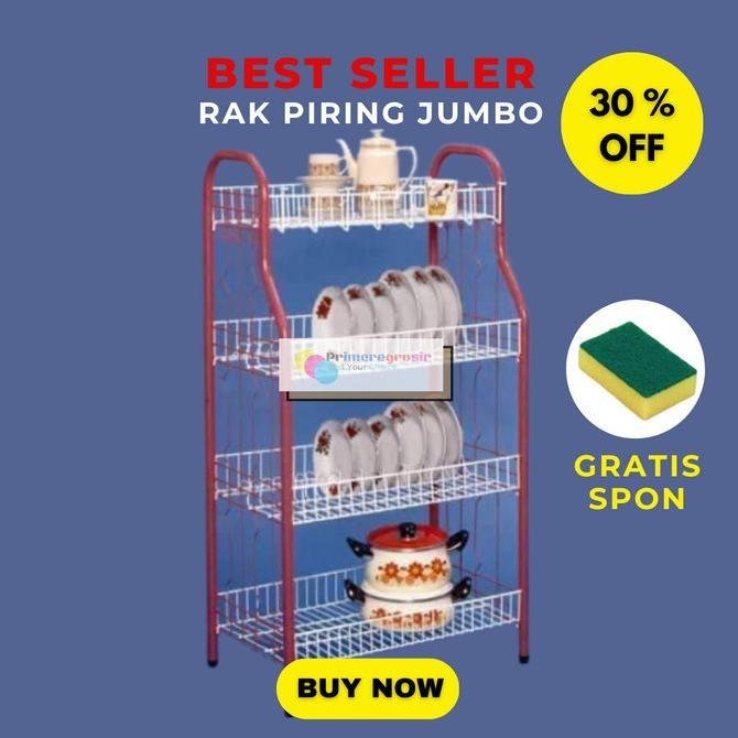 Rak Piring Wastafel Stainless 4 Susun Jumbo / Rak Dapur Serbaguna