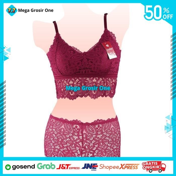 SEXY BRA SET CELANA BRALETTE TANPA KAWAT RENDA BH  SET KUALITAS TERBAIK