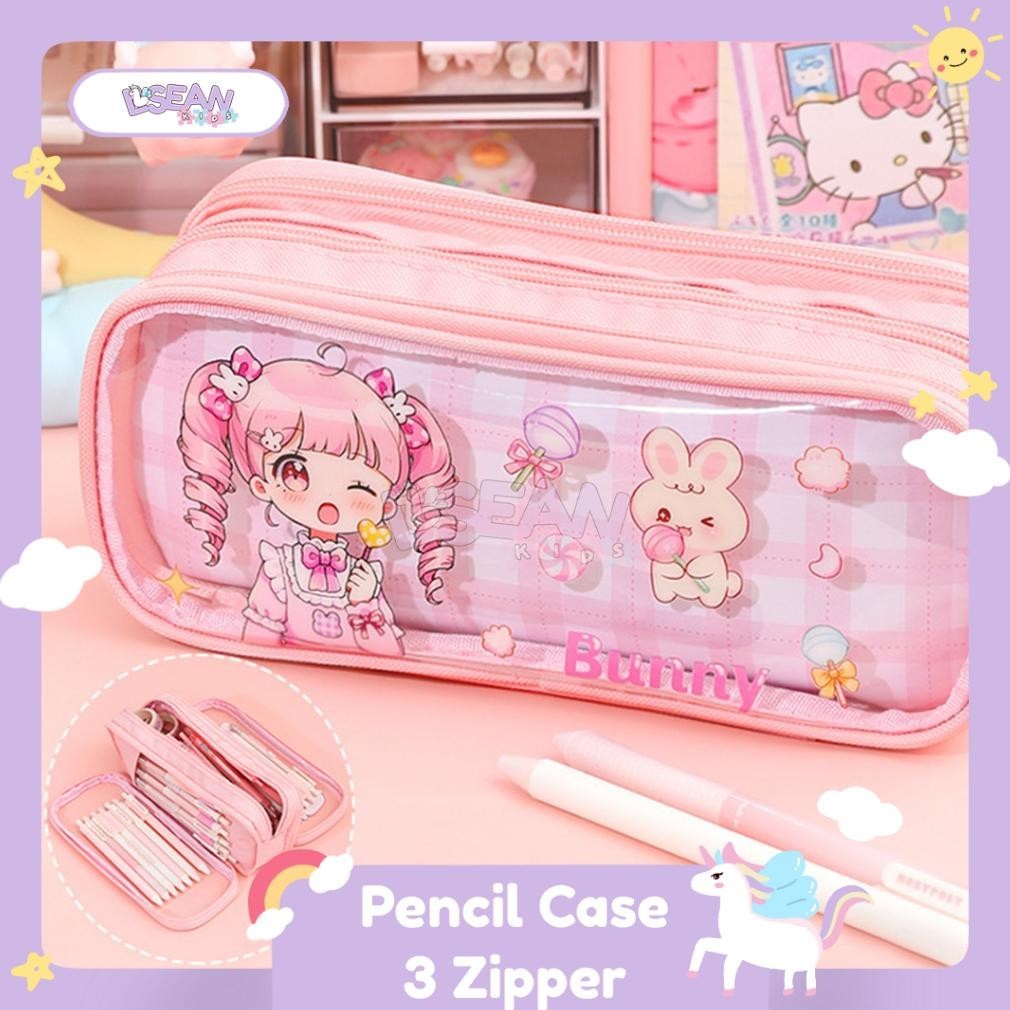 

TEMPAT PENSIL LUCU KOREA KARTUN LUCU 3 ZIPPER KAPASITAS BESAR MULTIFUNGSI CASE TERLARIS