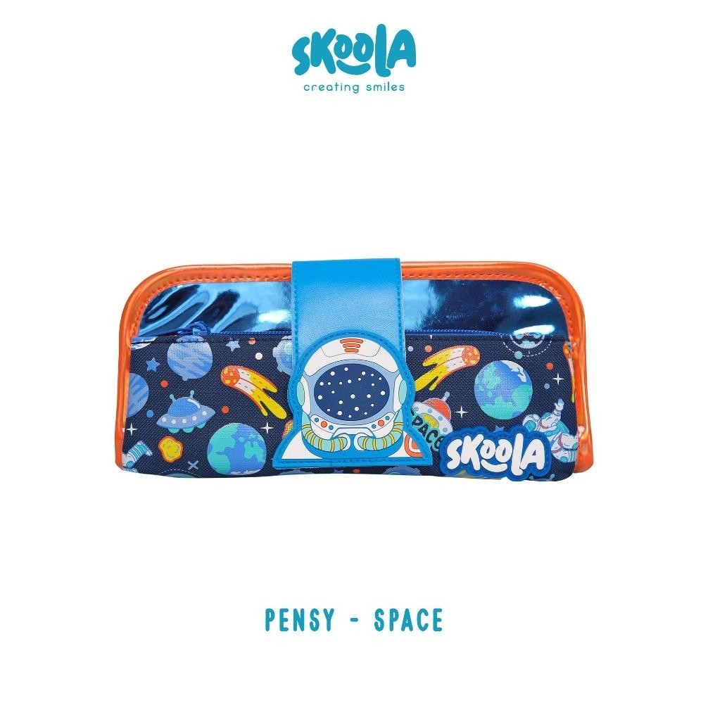 

Skoola Tempat Pensil Lipat 3 Pencil Case Threefold Anak Laki - Laki Lucu Dinosaurus Astronot - Pensy BISA COD